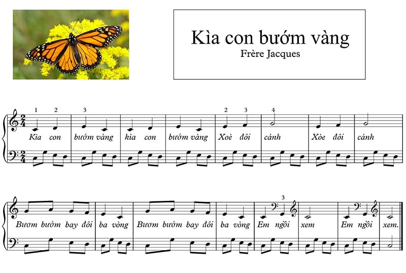 Nốt Nhạc Bài Kìa Con Bướm Vàng Piano Sheet - Nhạc Cụ Thiên Phúc